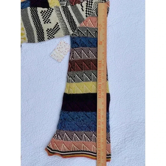 NWT Free People Womens Bell Sleeve V Neck Patchwork Knit Sweater Dress Multi S - Picture 8 of 13
